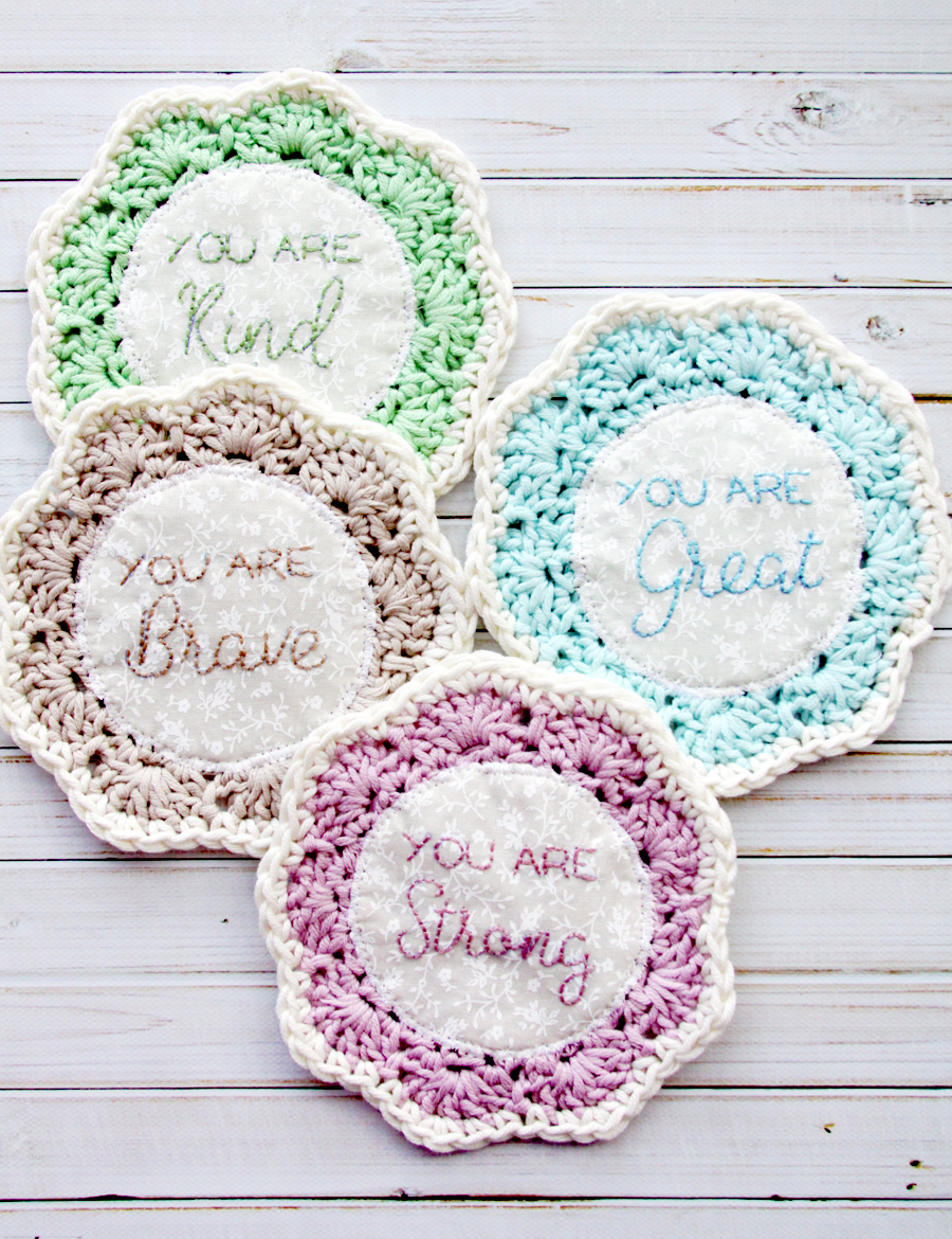 Embroidered Crochet Coasters