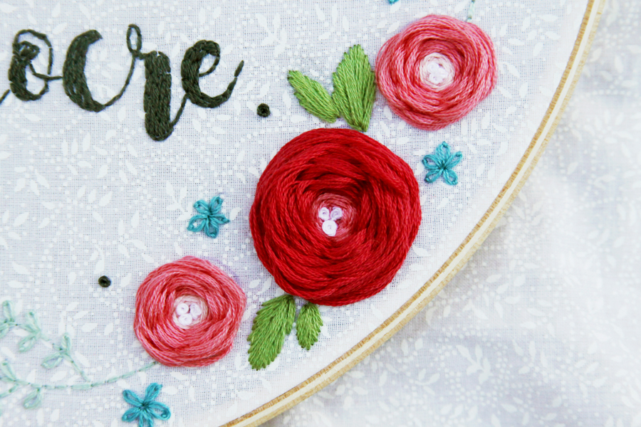 Positive Floral Embroidery Hoop Art