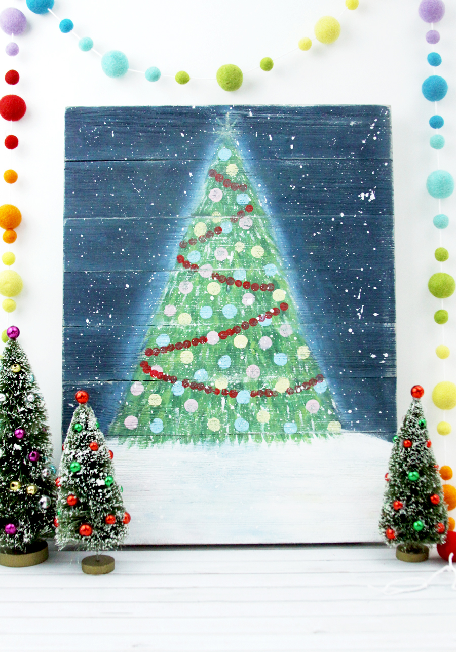 Rustic Christmas Tree Pallet Painting