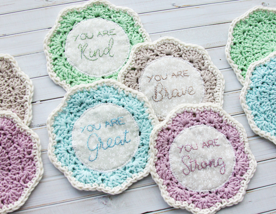 Embroidered Crochet Coasters 