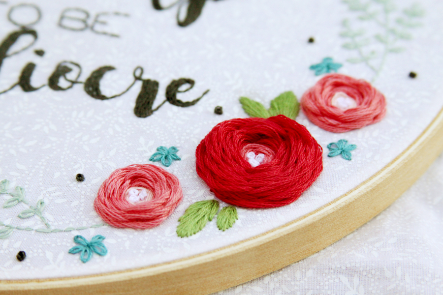 Positive Floral Embroidery Hoop Art