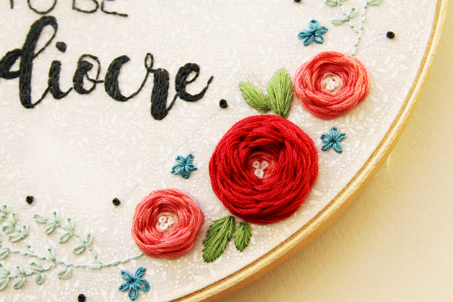 Positive Floral Embroidery Hoop Art