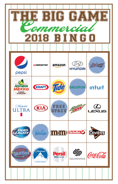 Free Printable Super Bowl Bingo for Commercials