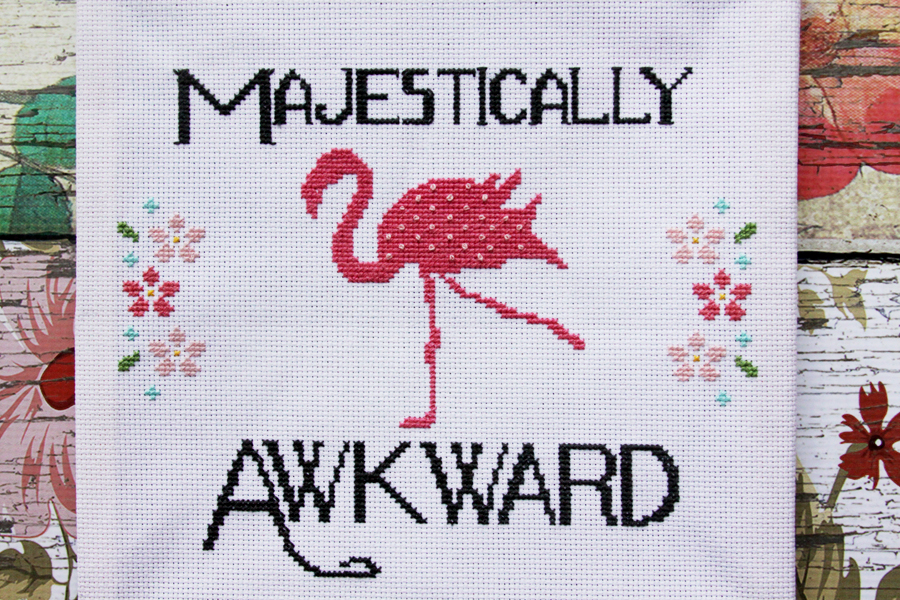 Majestically Awkward Fun Flamingo Cross Stitch