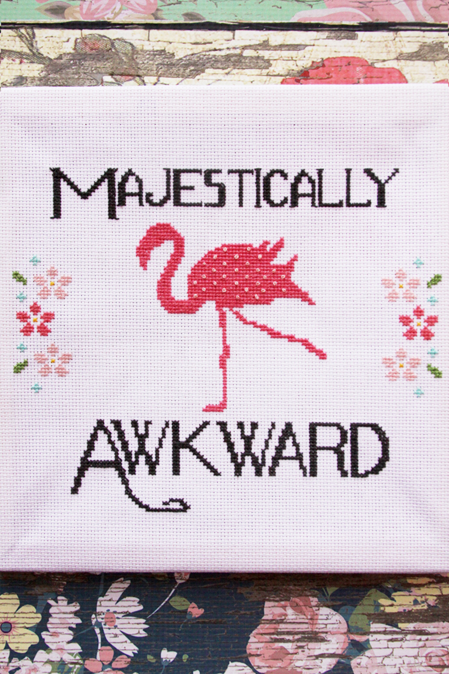 Majestically Awkward Fun Flamingo Cross Stitch