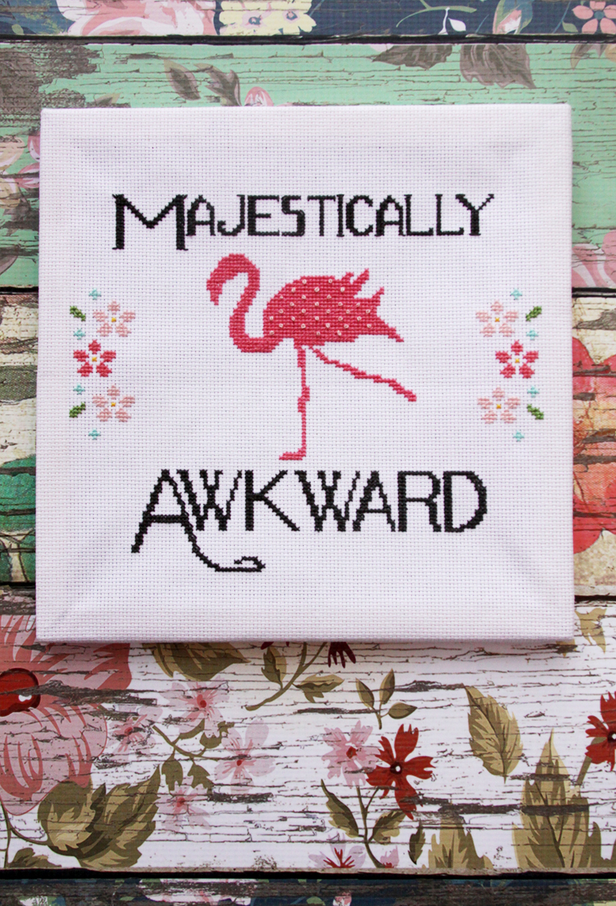 Majestically Awkward Fun Flamingo Cross Stitch