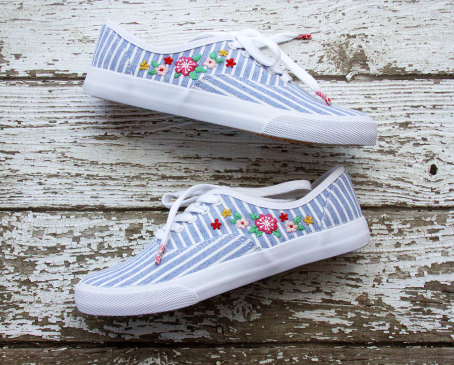 DIY Floral Embroidered Shoes