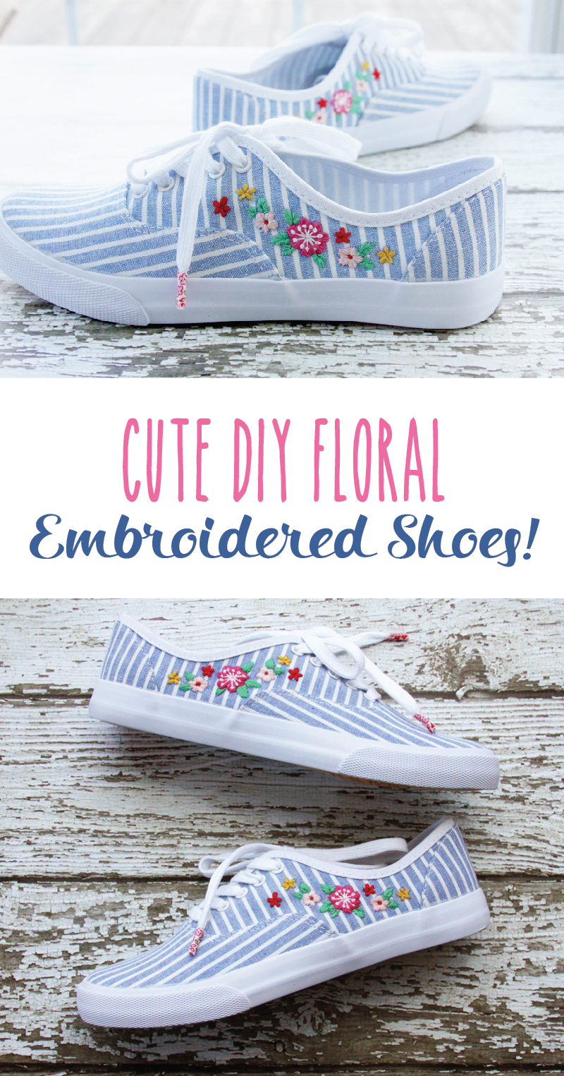 DIY Floral Embroidered Shoes -