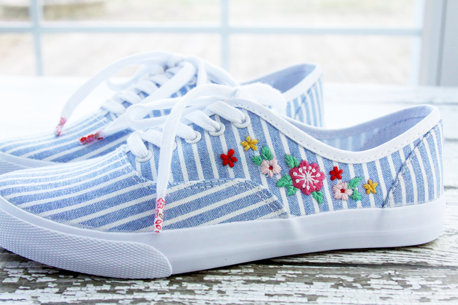 DIY Floral Embroidered Shoes