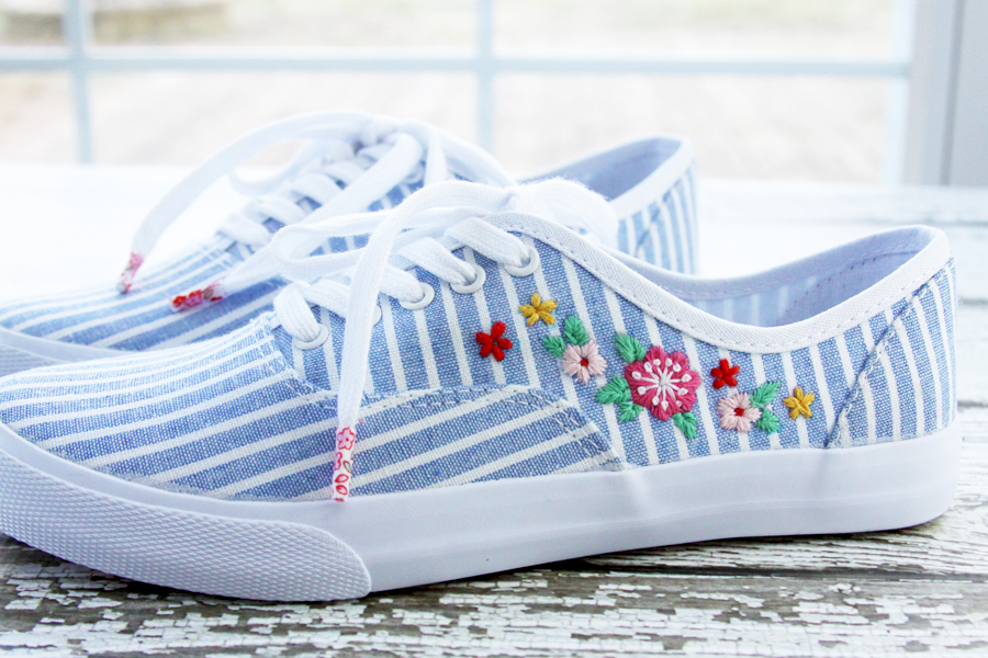 Embroidered tennis shoes on sale