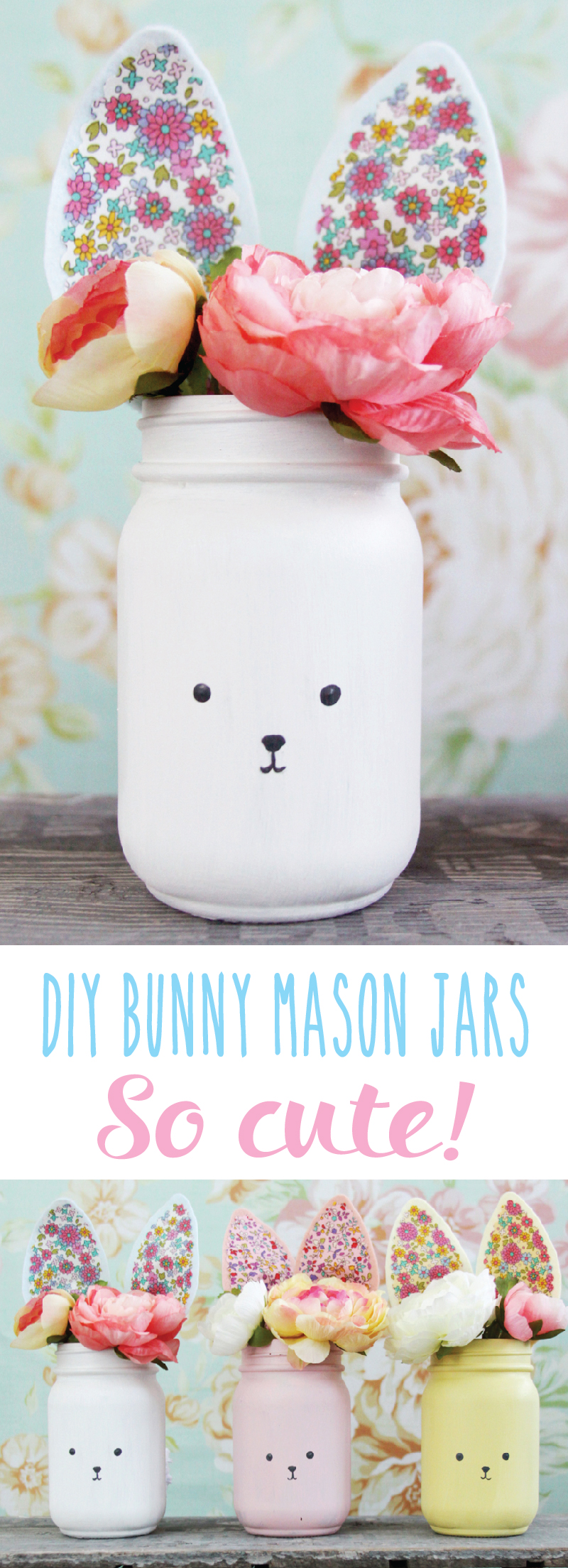 Colorful DIY Bunny Mason Jars