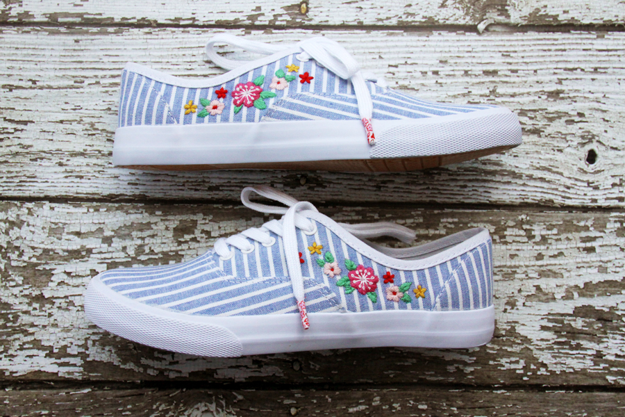 DIY Floral Embroidered Shoes