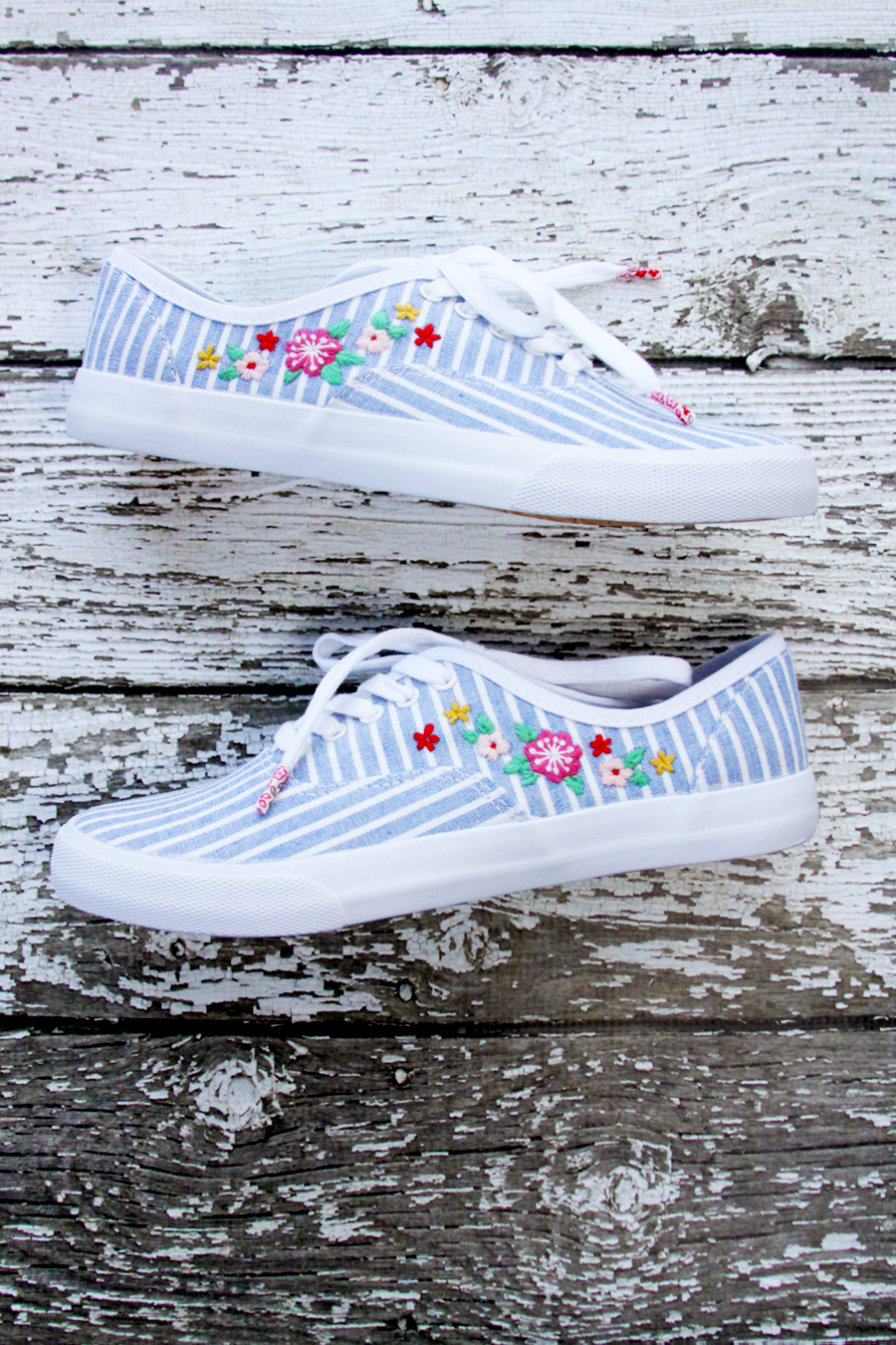 embroidered tennis shoes