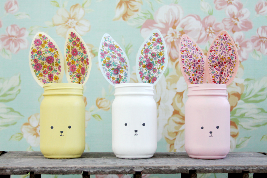Colorful DIY Bunny Mason Jars