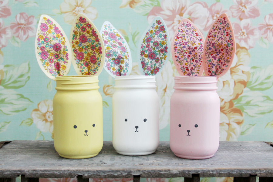 Colorful DIY Bunny Mason Jars