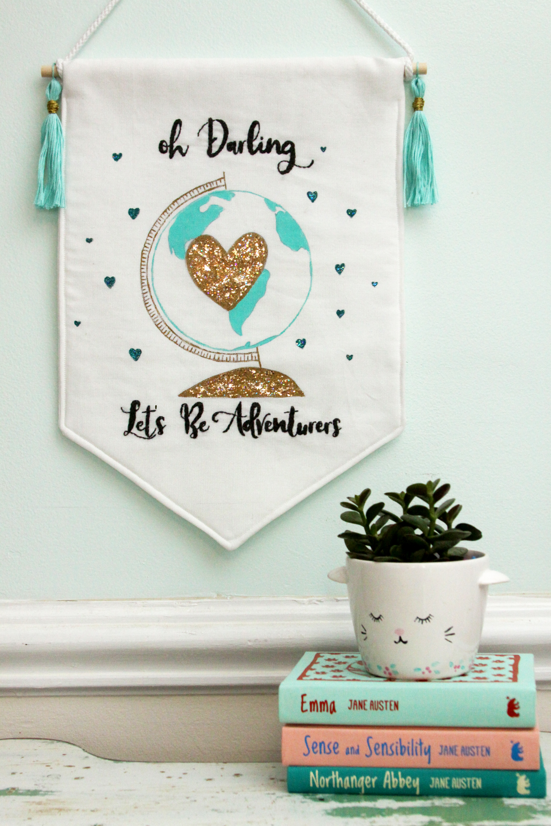 Let's be Adventurers Glitter Globe Banner