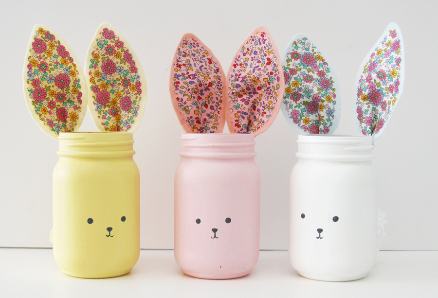 Colorful DIY Bunny Mason Jars