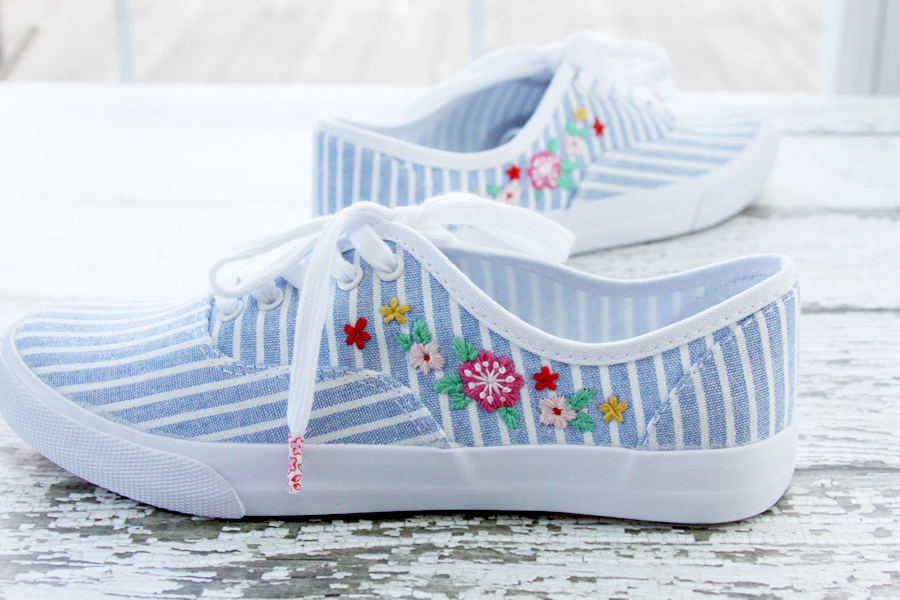 DIY Floral Embroidered Shoes