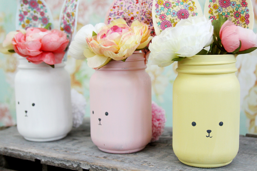 Colorful DIY Bunny Mason Jars