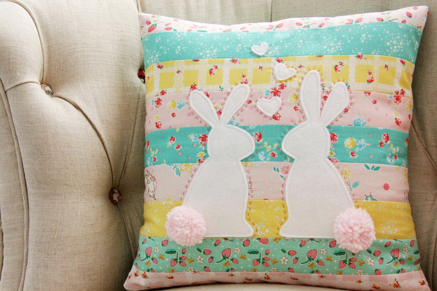 Spring Bunnies in Love Pillow
