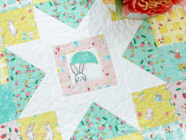 Image for Spring Star Mini Quilt with Bunnies and Blossoms Fabric