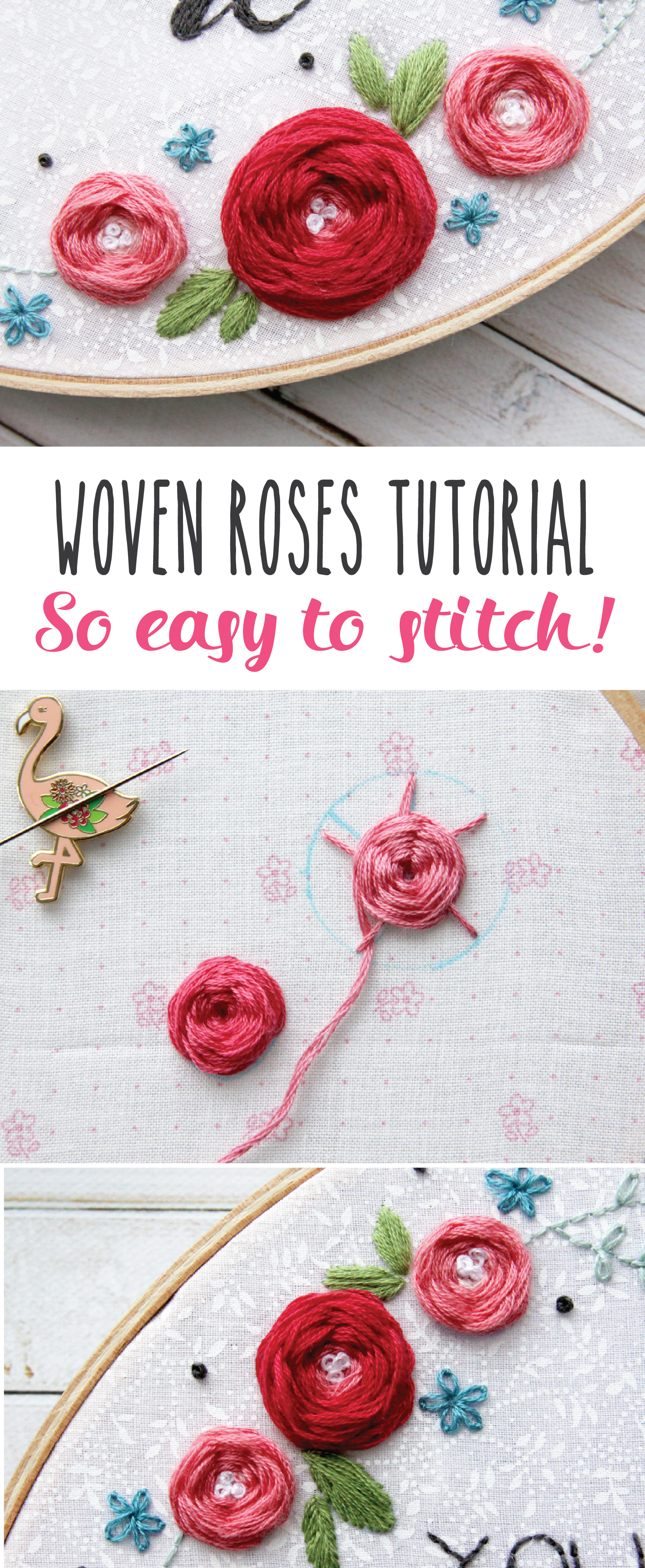 Woven or Wagon Wheel Roses Embroidery Stitch Tutorial