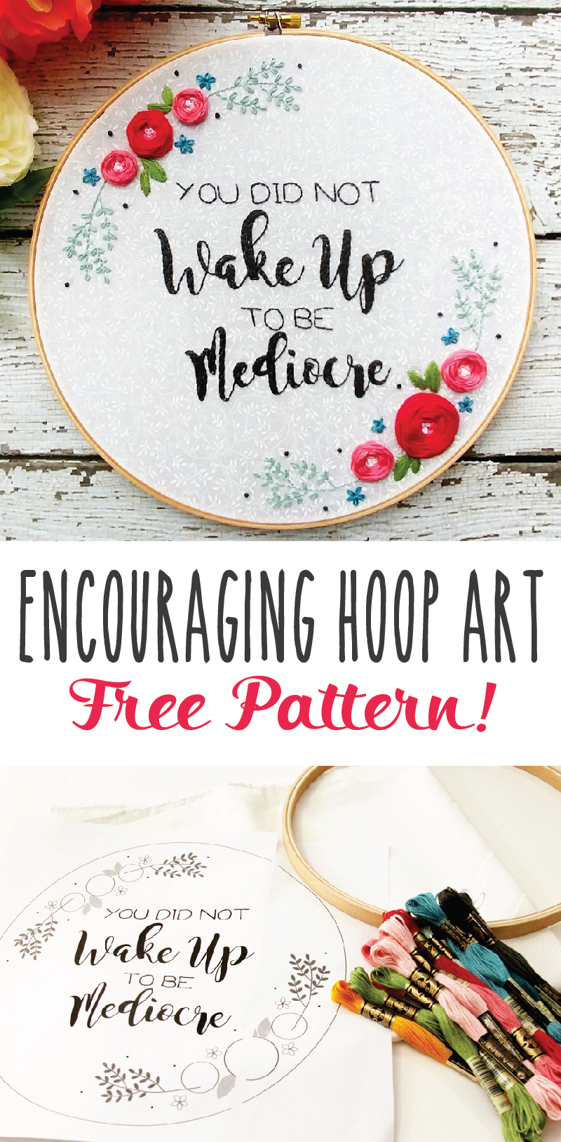 Positive Floral Embroidery Hoop Art