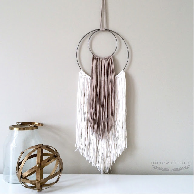 DIY Macrame with Yarn Wall Art featured by top US craft blog, Flamingo Toes.