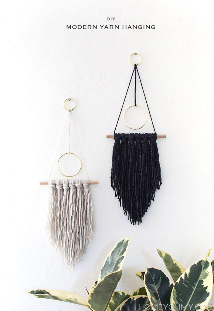 DIY Macrame with Yarn Wall Art featured by top US craft blog, Flamingo Toes.