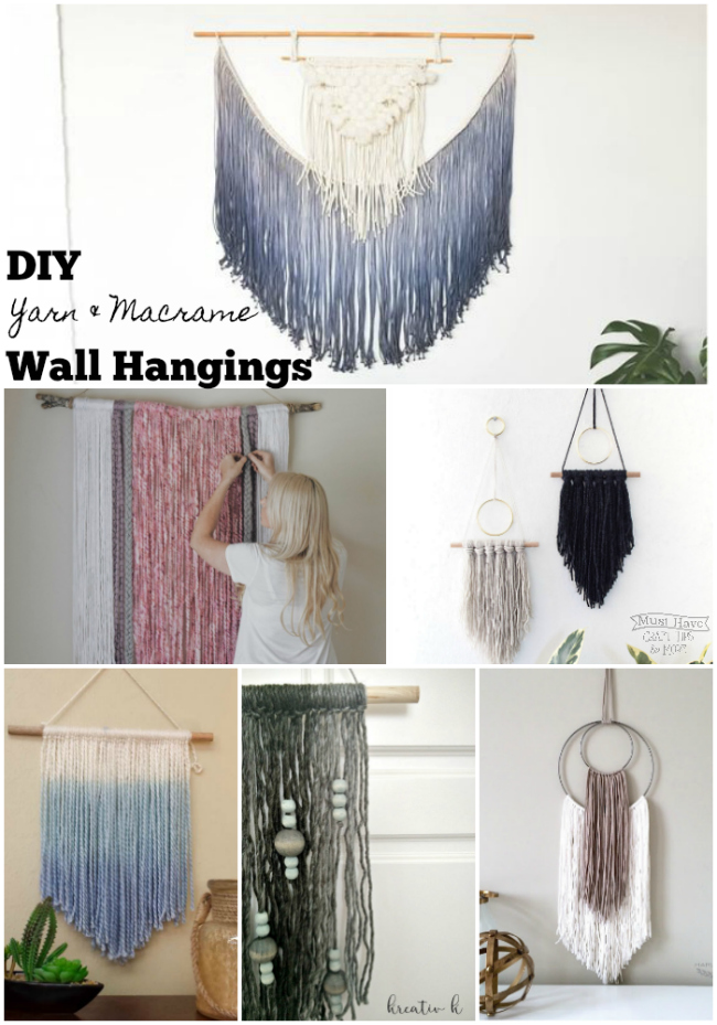 DIY Macrame with Yarn Wall Art featured by top US craft blog, Flamingo Toes.