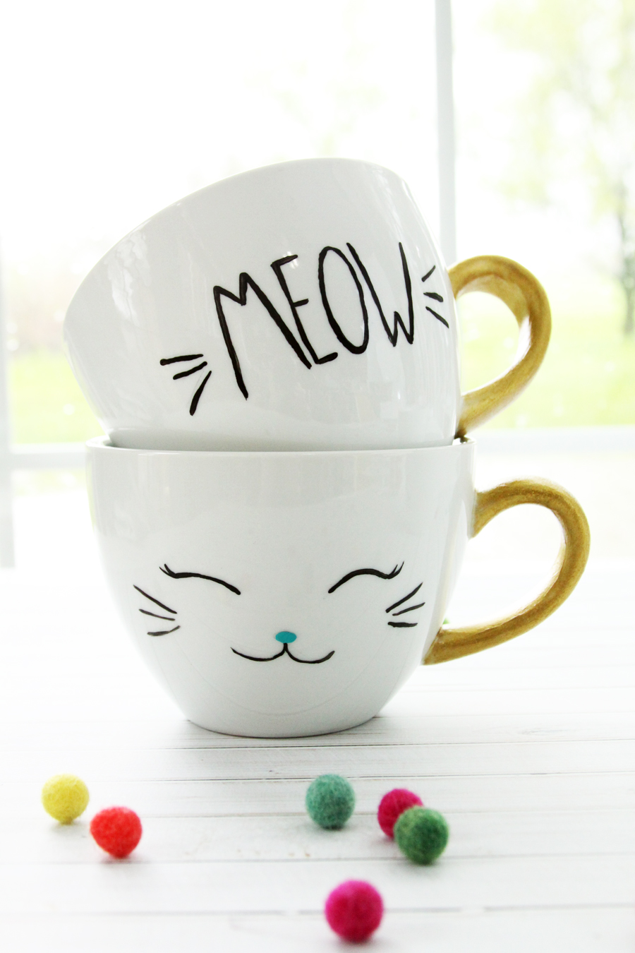 DIY Cat Mugs featured by top US craft blog, Flamingo Toes