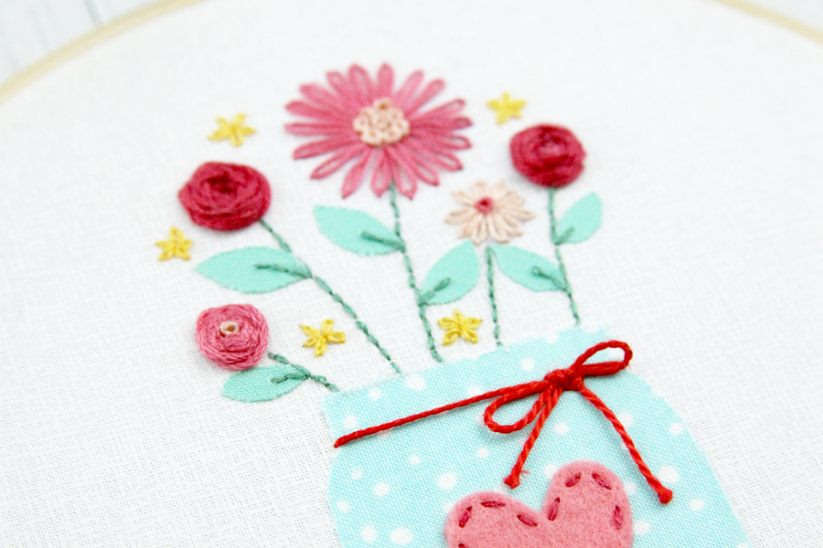 Sweet Mason Jar Vase Hoop - Free Embroidery Pattern!