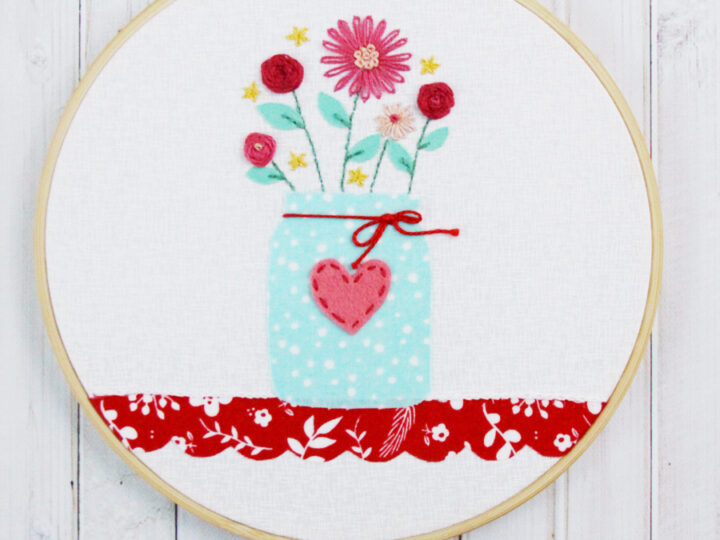 Image for Sweet Mason Jar Vase Hoop - Free Embroidery Pattern!