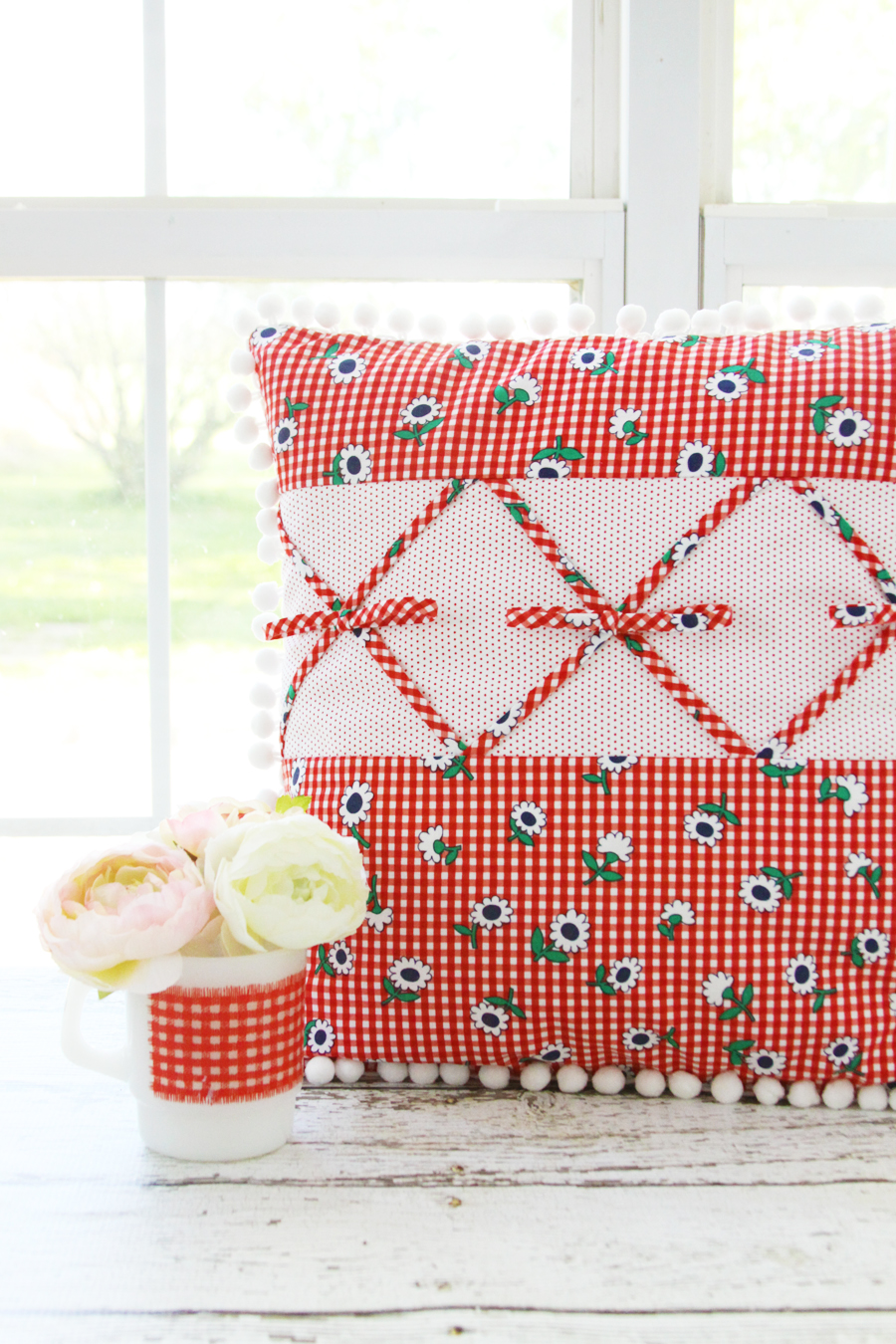 Retro Gingham Pillow with Sunnyside Ave Fabric