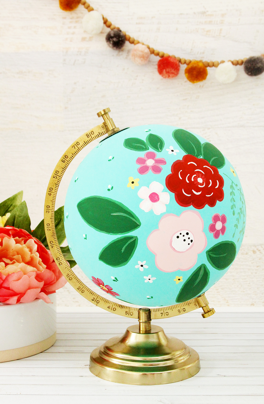 DIY Floral Painted Globe