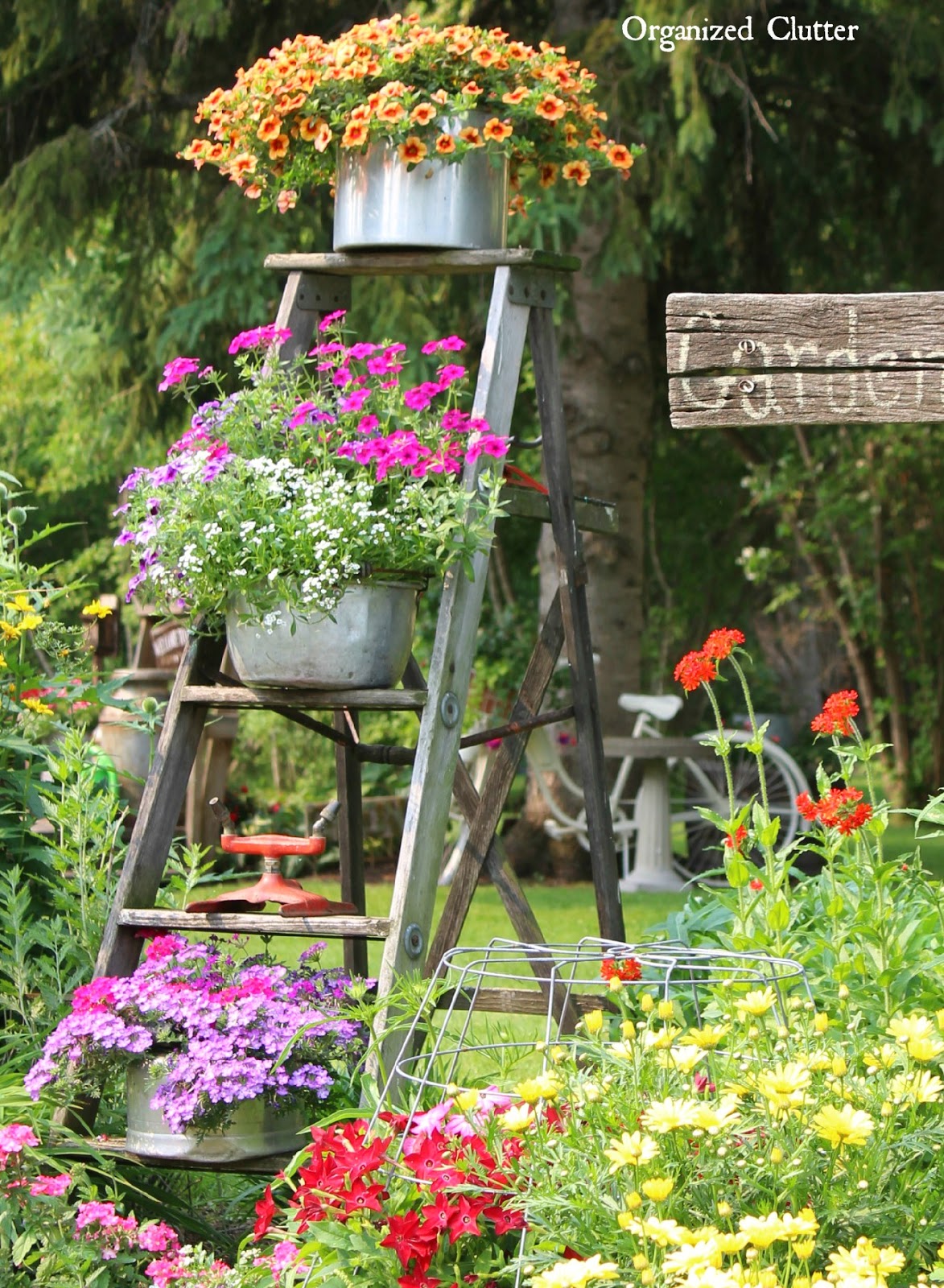 Vintage Ladder flower Stand