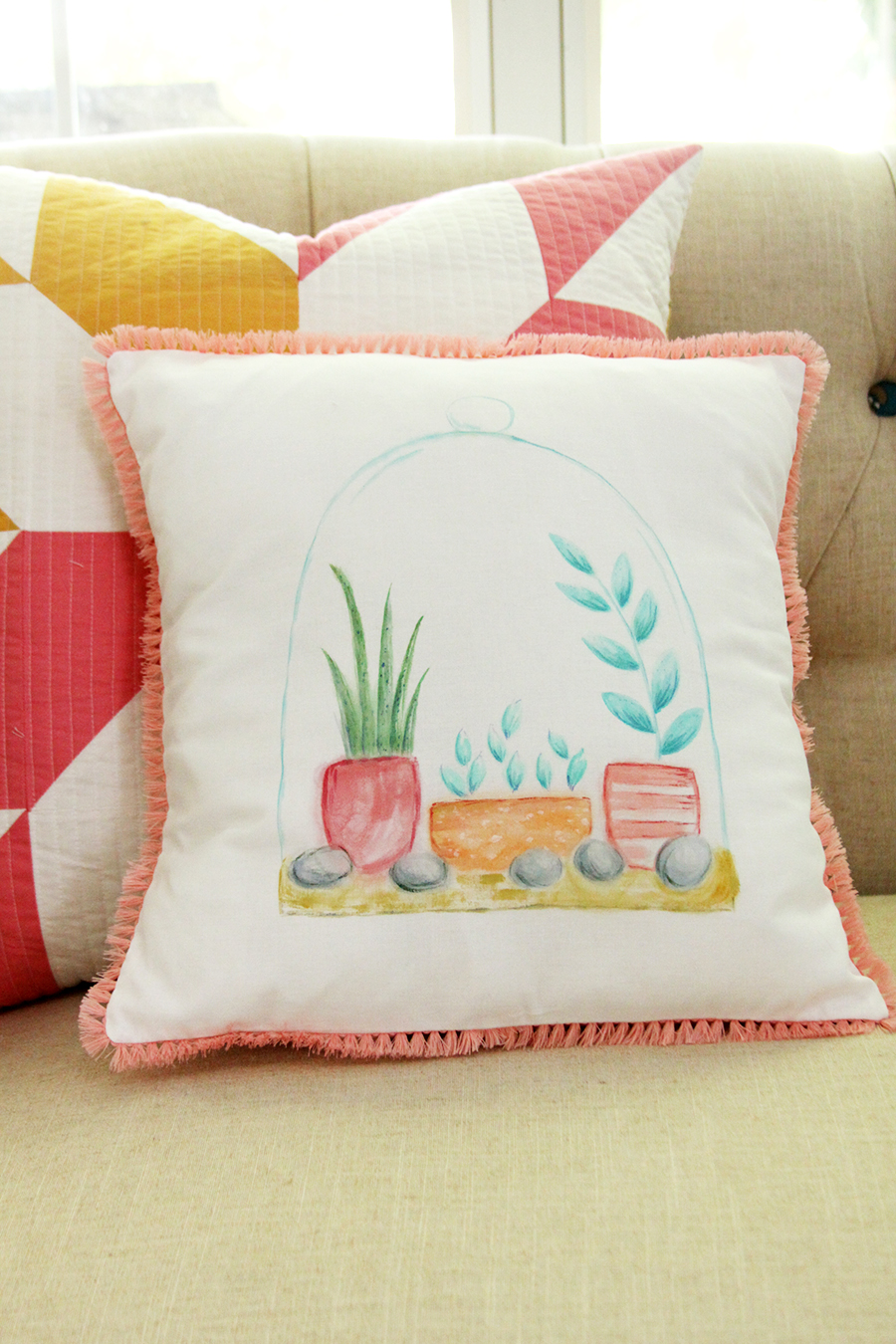 DIY Watercolor Terrarium Pillow