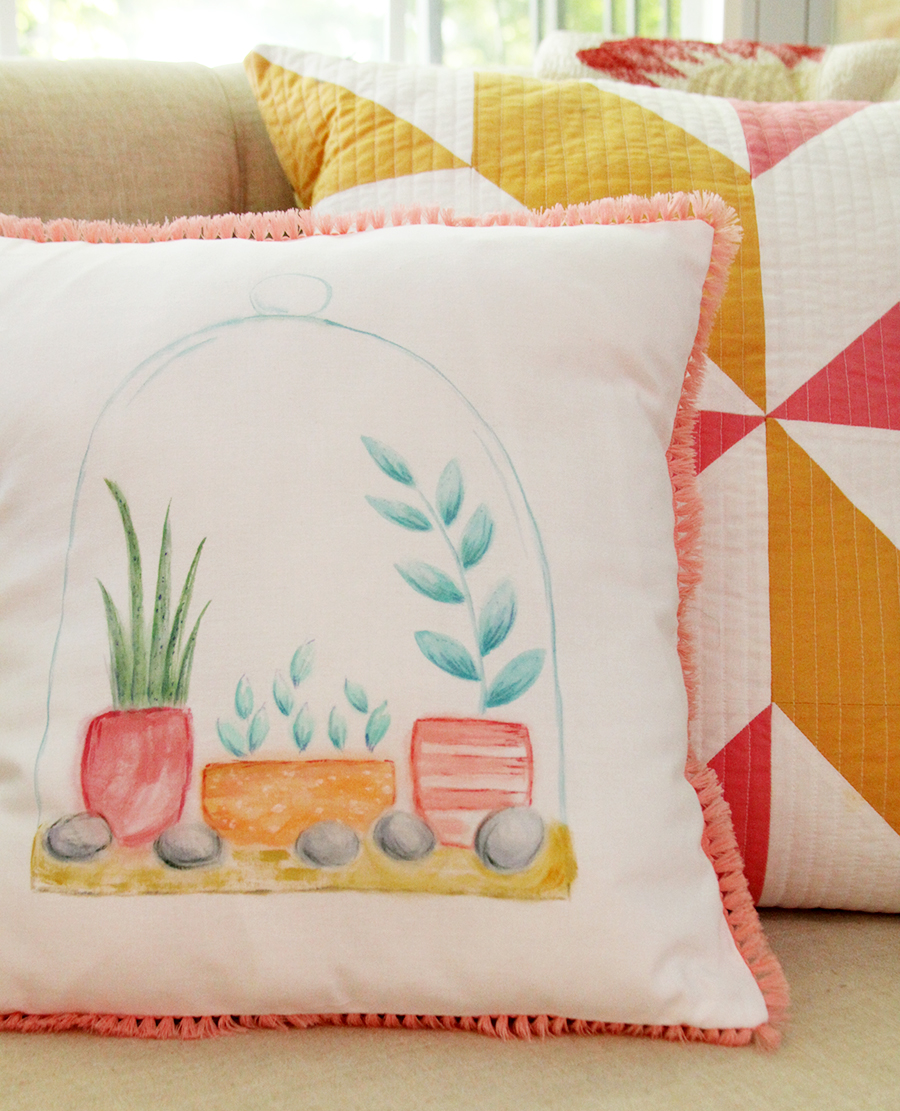 DIY Watercolor Terrarium Pillow