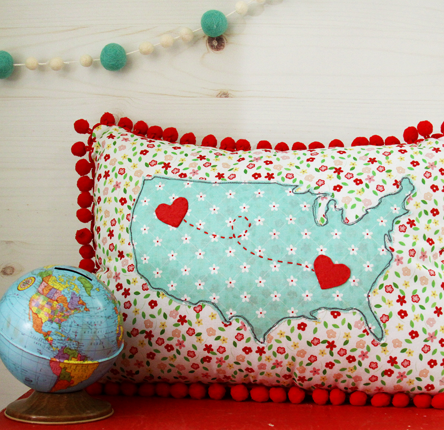 DIY US Map Heart Pillow