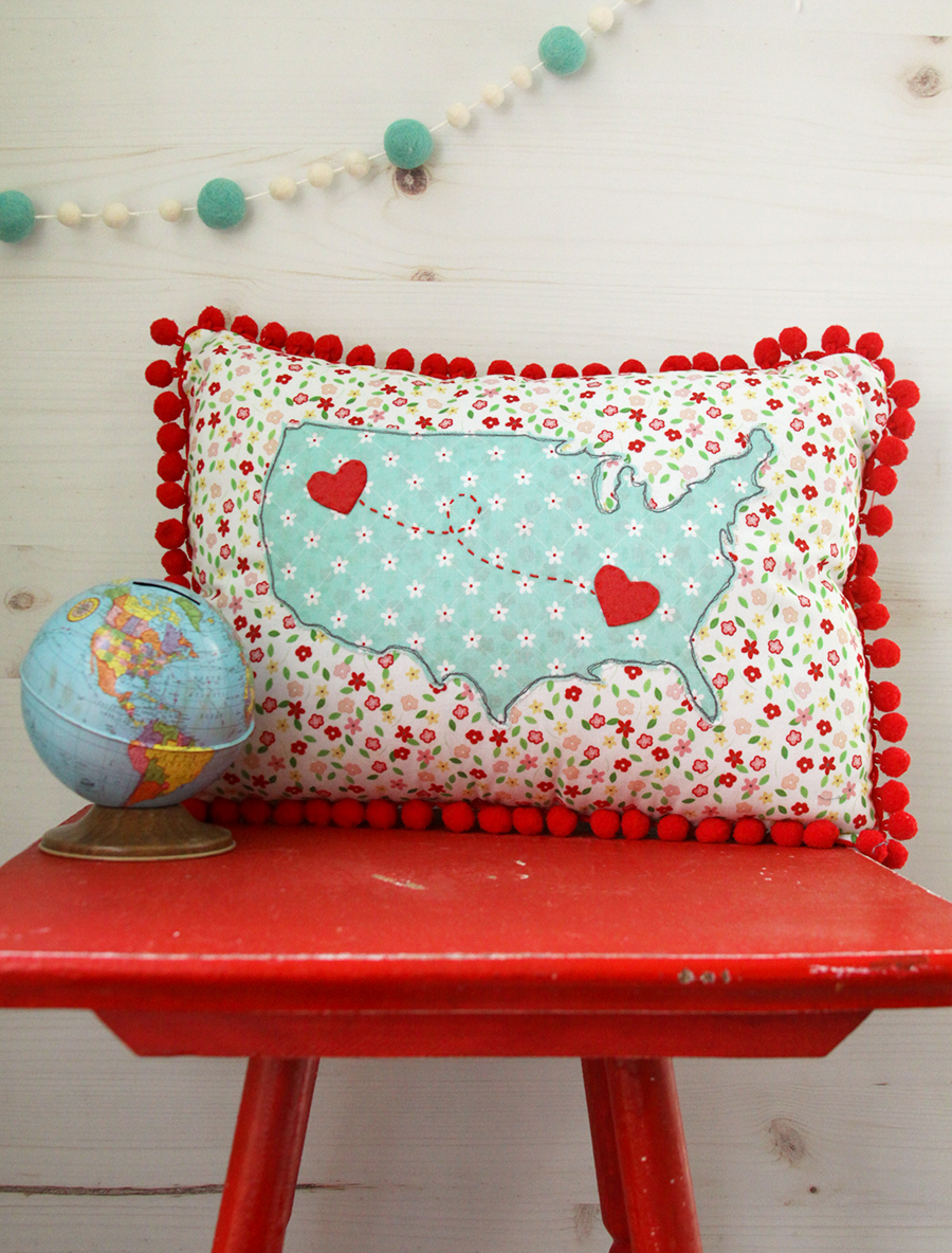 DIY US Map Heart Pillow