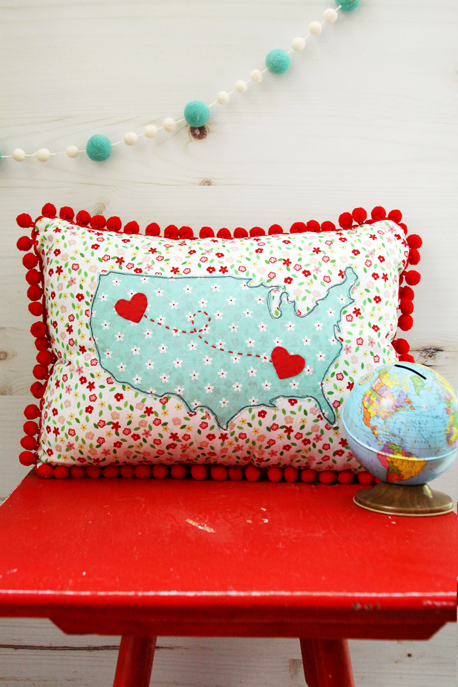 DIY US Map Heart Pillow