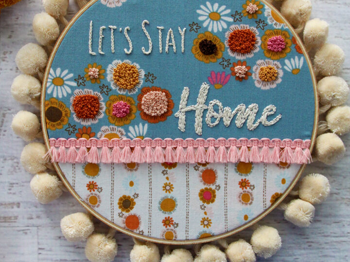 Image for Let's Stay Home Retro Embroidery Hoop Art