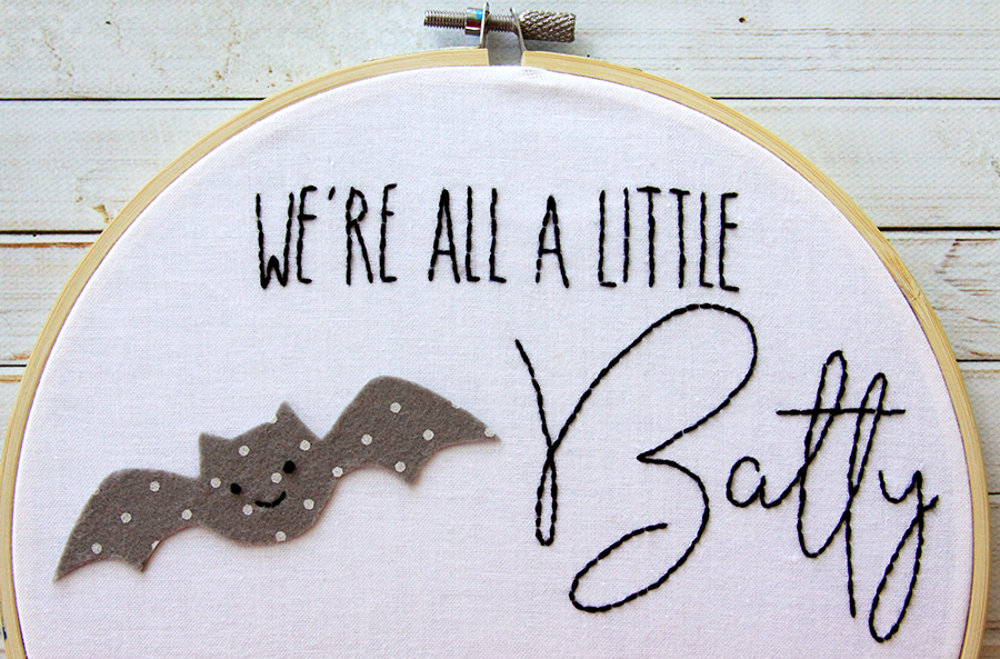 We're all a Little Batty Halloween Embroidery Hoop