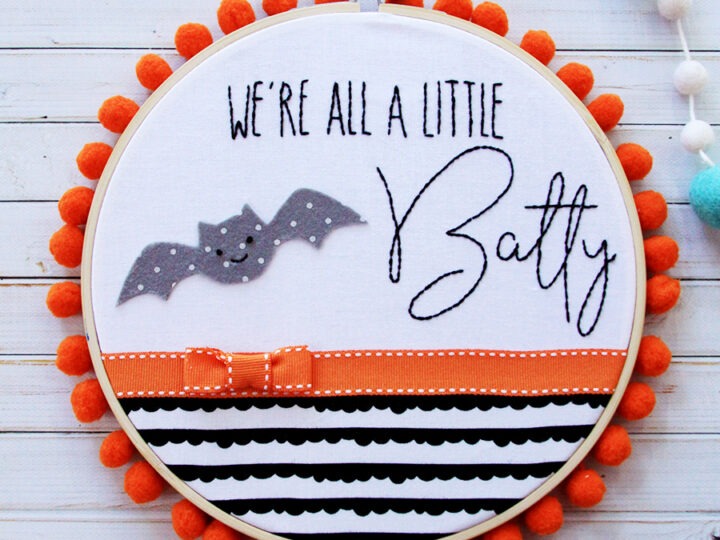 Image for We're all a Little Batty Halloween Embroidery Hoop