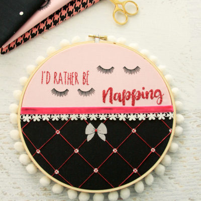 I’d Rather Be Napping Embroidery Hoop Art