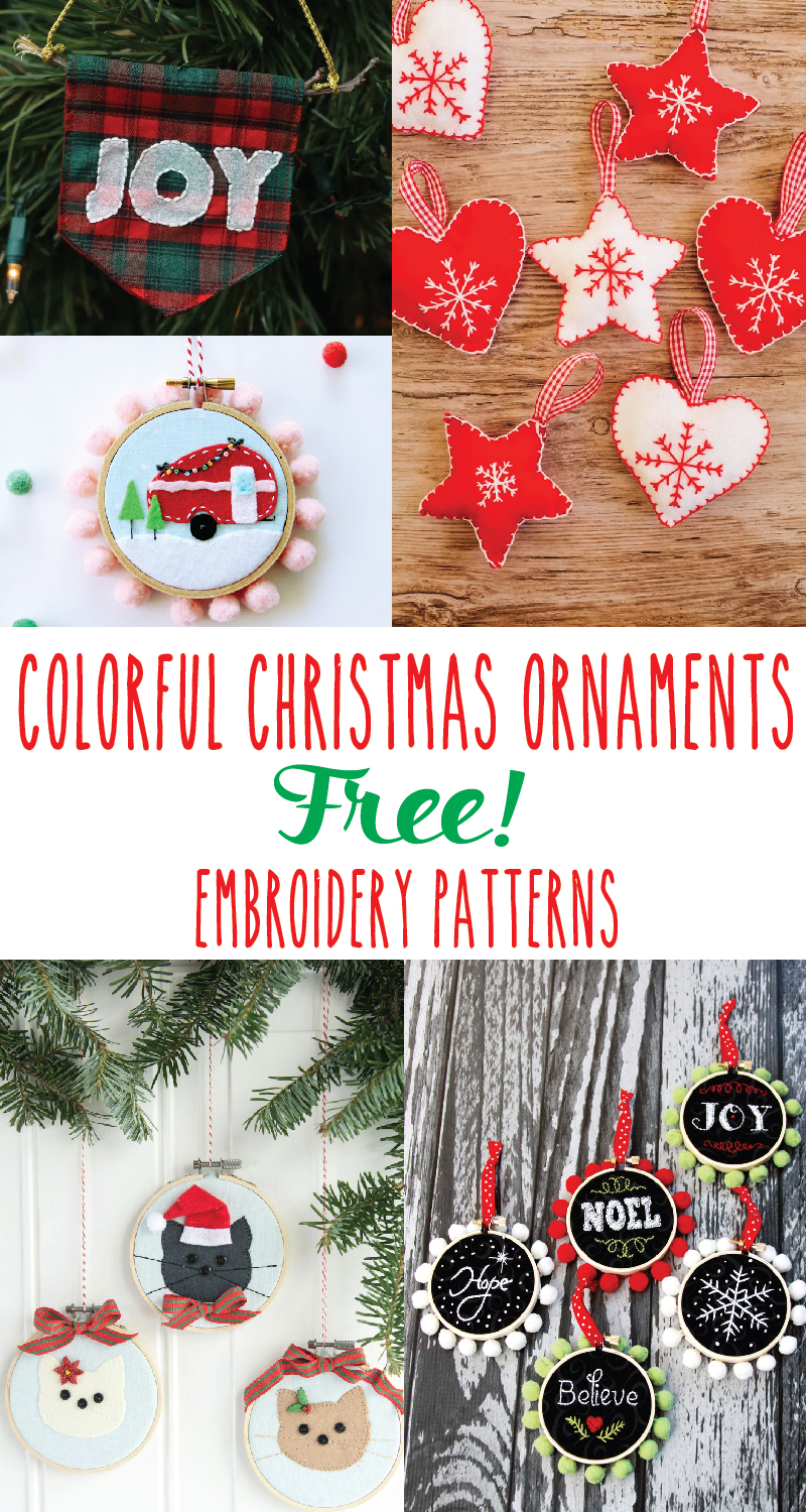 Colorful Christmas Ornament Embroidery Patterns 