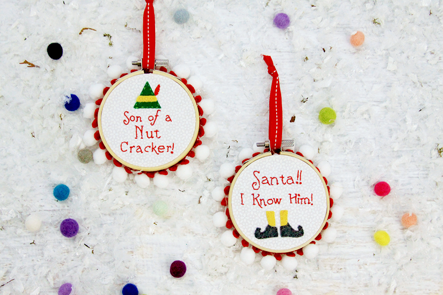 Elf Mini Hoop Christmas Ornaments 