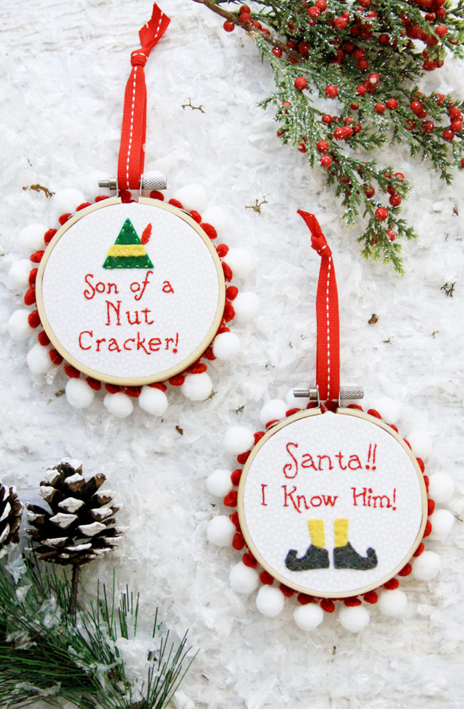 Elf Mini Hoop Christmas Ornaments 