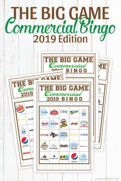 Super Bowl Commercial Bingo featured by top US craft blog, Flamingo Toes.