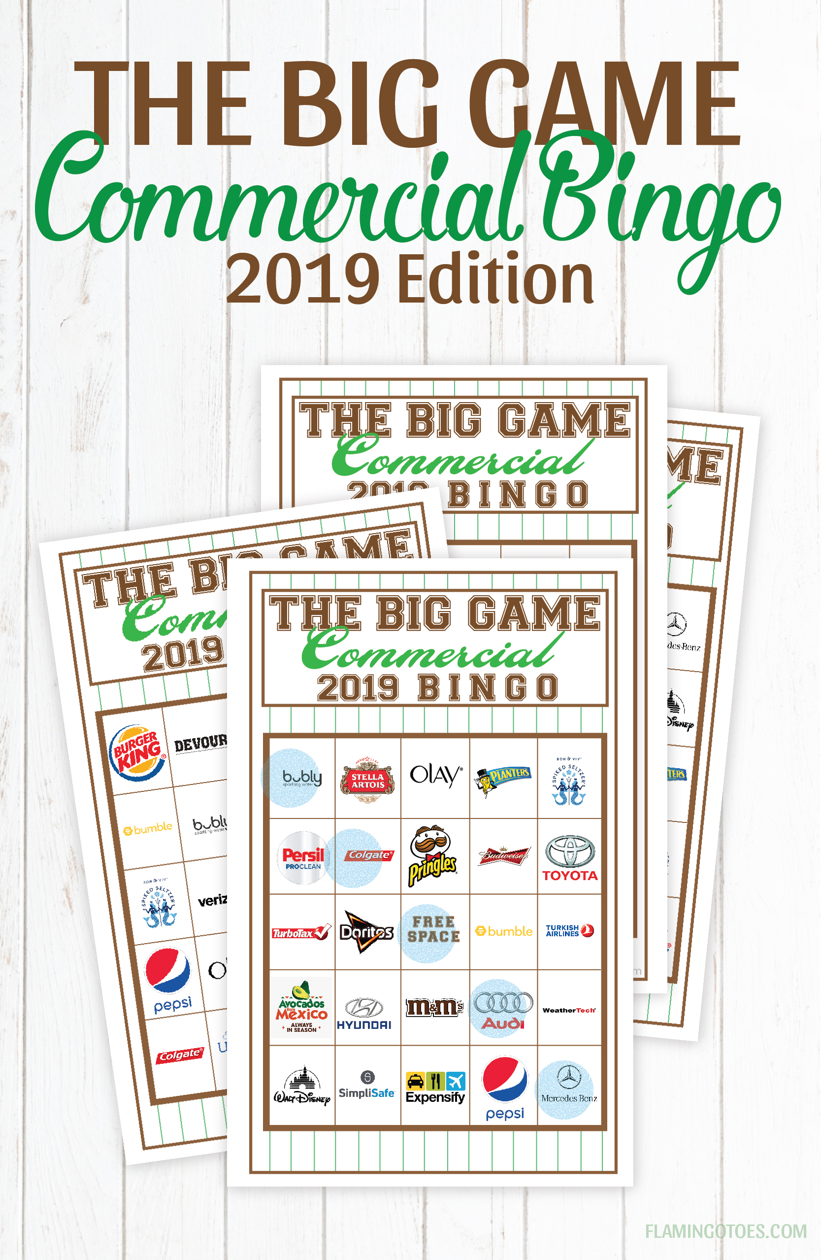 Super Bowl Commercial Bingo featured by top US craft blog, Flamingo Toes.